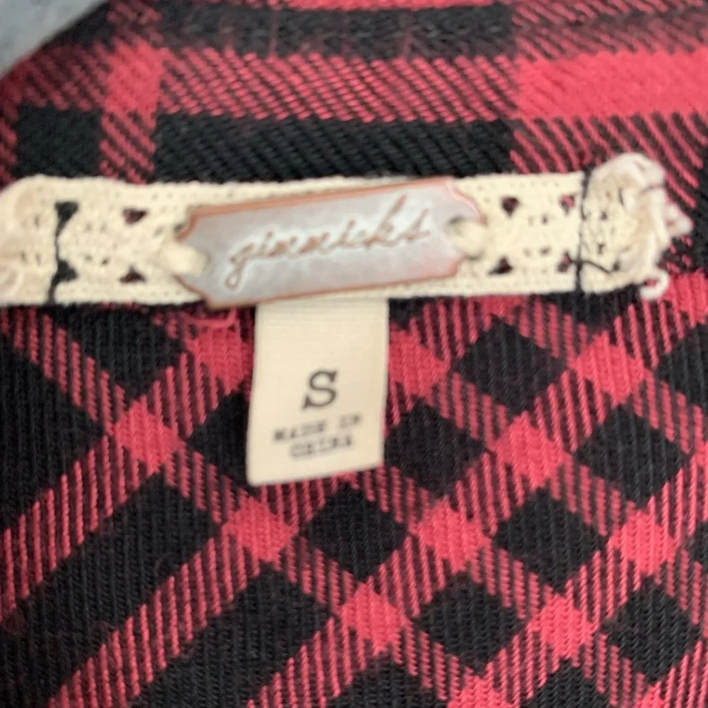 Gimmicks by BKE Plaid Duster Cardigan w/ Velour Details - Picture 5 of 6